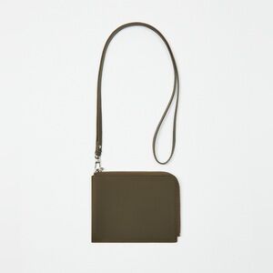 NWOT. Zara Man Green Rubberised Wallet with Neck Strap.